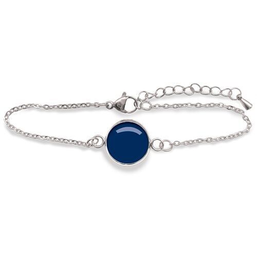 Bracelet Gourmette acier chirurgical inoxydable Argent - Flash Bleu Marine