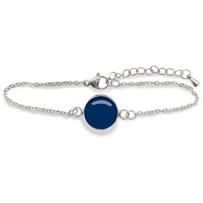 Curb bracelet surgical stainless steel Silver - Flash Navy Blue