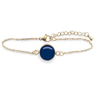 Goldenes Panzerarmband aus chirurgischem Edelstahl – Marineblau