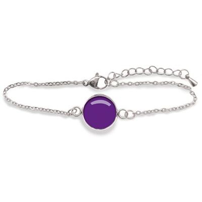 Silver Surgical Stainless Steel Curb Bracelet - Flash Violet