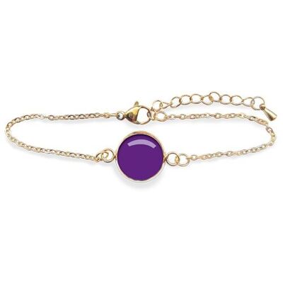 Gold Surgical Stainless Steel Curb Bracelet - Flash Violet