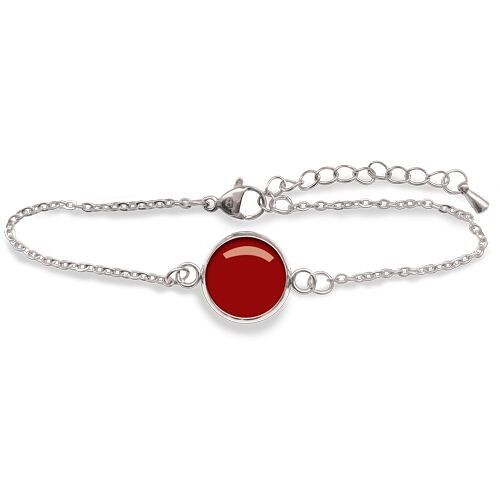 Bracelet Gourmette acier chirurgical inoxydable Argent - Flash Dahlia Rouge