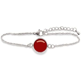 Bracelet Gourmette acier chirurgical inoxydable Argent - Flash Dahlia Rouge 1