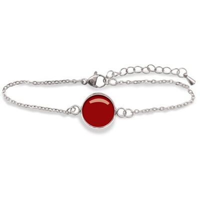 Curb bracelet surgical stainless steel Silver - Flash Dahlia Red