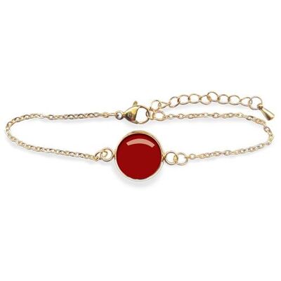 Curb bracelet surgical stainless steel Gold - Flash Dahlia Red