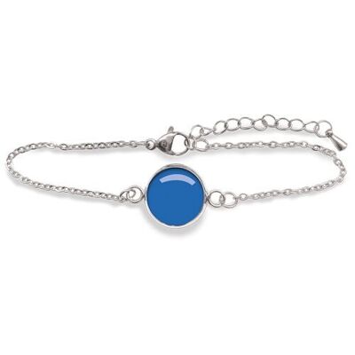 Curb bracelet surgical stainless steel Silver - Flash Cobalt