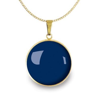 Surgical stainless steel chain necklace Gold - Flash Navy Blue