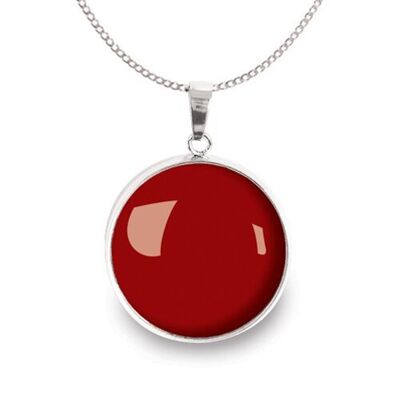 Silver surgical stainless steel chain necklace - Flash Dahlia Red