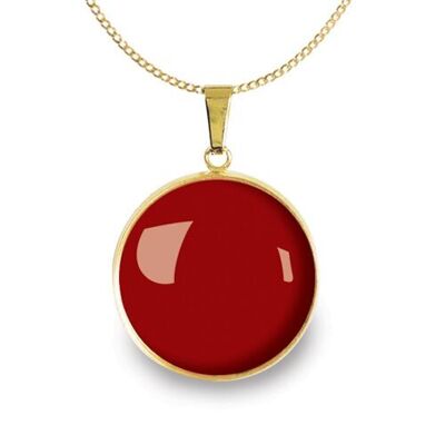 Gold surgical stainless steel chain necklace - Flash Dahlia Red