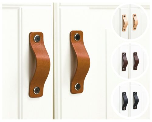 Leather furniture HANDLES, pulls for 64 mm hole spacing, PREMIUM natural leather