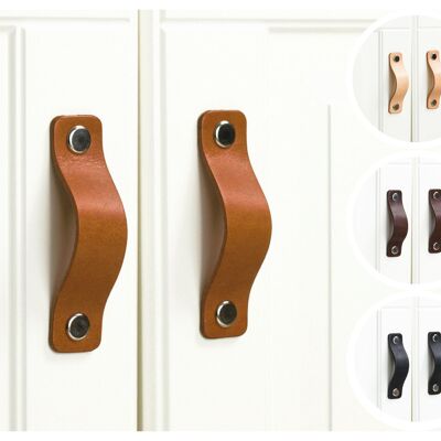 Leather furniture HANDLES, pulls for 64 mm hole spacing, PREMIUM natural leather