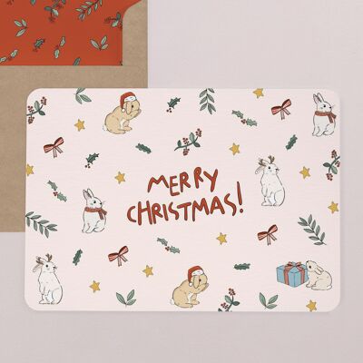 Greeting Card with Rounded Corners - Snowy bunny