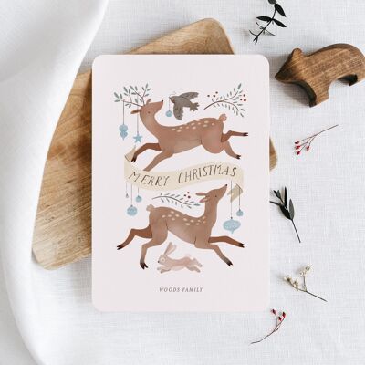 Tarjeta de felicitación con esquinas redondeadas - Familia del bosque