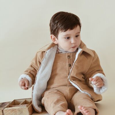 Children's / baby's faux fur and corduroy jacket OEKO-TEX