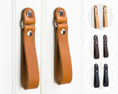 Leather PULLS 9G20, leather furniture HANDLES premium natural leather