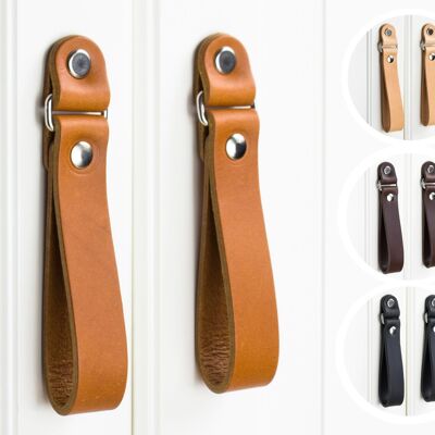 Leather PULLS 9G20, leather furniture HANDLES premium natural leather