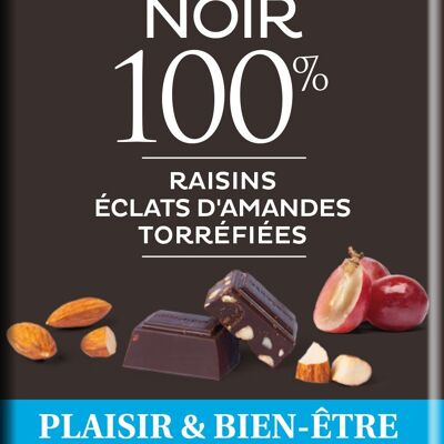NOUVEAU - Tablette NOIR 100% - amandes raisins 100g