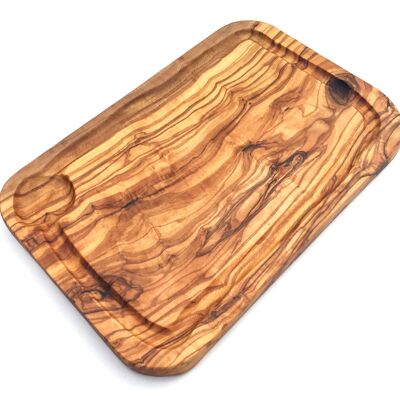 Steak board with juice groove free hand shaped rectangular