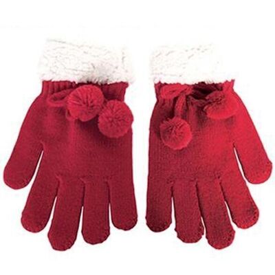 Guantes de mujer con pompones.