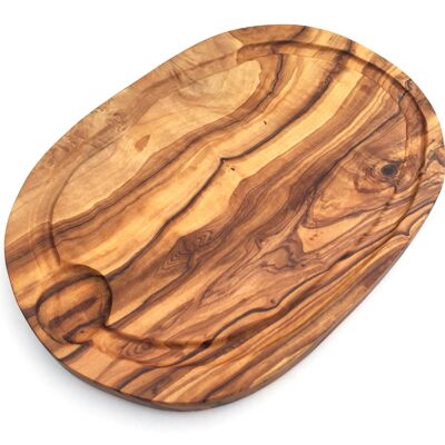 Steak board with juice groove free hand shaped oval
