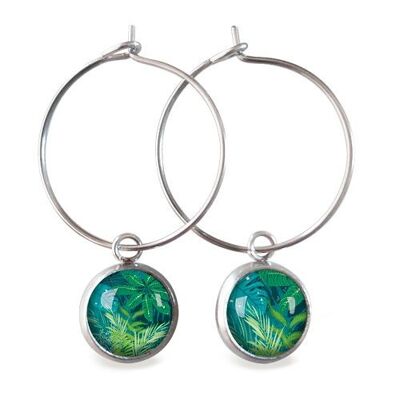 Silver surgical stainless steel hoop earrings - Jungle