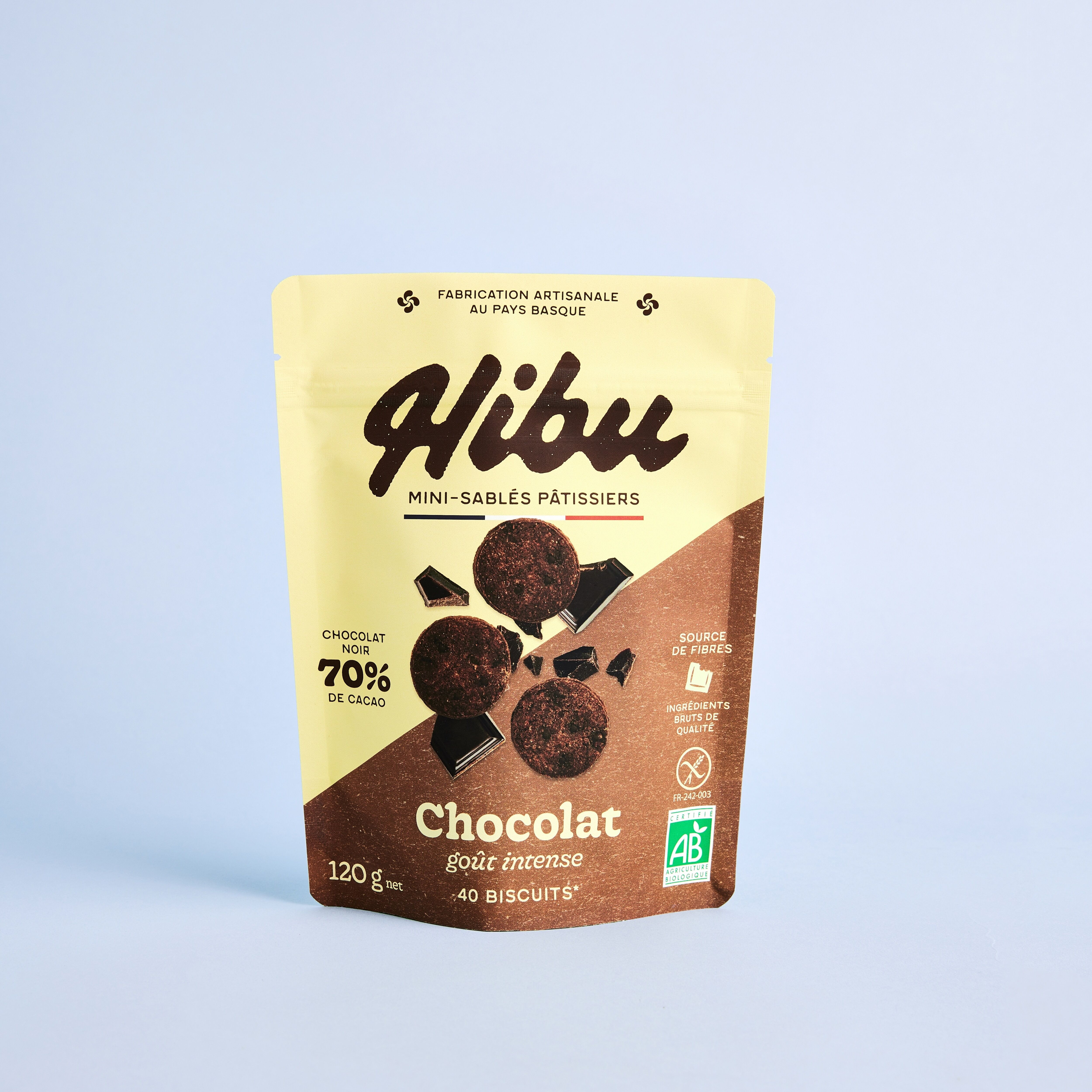 Vegan, organic and gluten-free chocolate biscuits