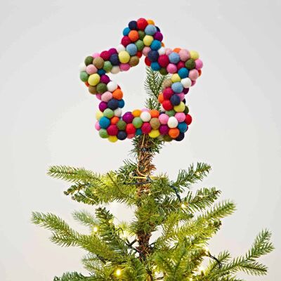 Puntale per albero di stelle multicolore in feltro