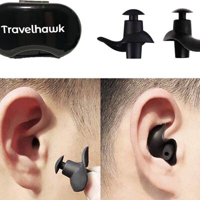 TravelHawk Tapones para los oídos de silicona - Tapones para los oídos para natación - Impermeables - Ducha - Baño - Surf - Deportes acuáticos - Protección auditiva - Tapones para los oídos de silicona impermeables - Ronquidos - Tapones para fiestas - Reutilizables