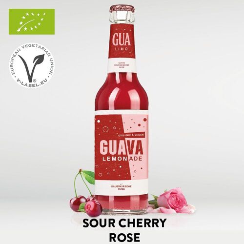 Bio Guavenlimonade mit Sauerkirsche und Rosenwasser - 330ml [bio/vegan]