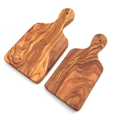 Tagliere con manico/foro realizzato a mano in legno d'ulivo