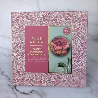 Luxe Decor Craft Kit - Paint Pouring Round Canvas