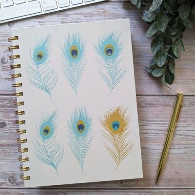 A5 Wiro Notebook - Peacock Feathers