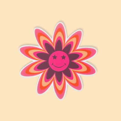AUFKLEBER – Lächelnde Blume – Recyceltes PET-Material