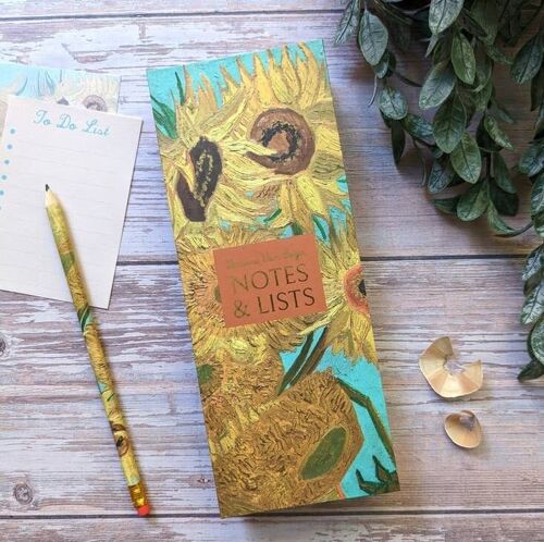 Tall Notepad & Pencil Set - Van Gogh - Sunflowers
