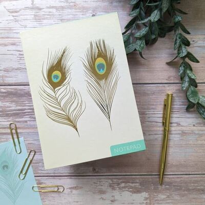 Flip Up Notebook - Peacock Feathers