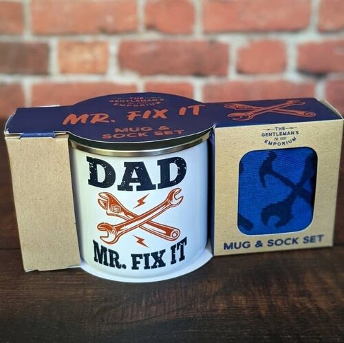 Gentlemen's Emporium Enamel Mug & Socks - Dad Mr Fix It