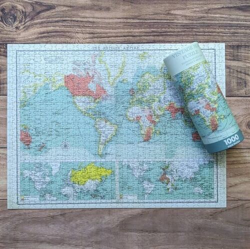 1000 Piece Jigsaw in a Tube - Vintage World Map