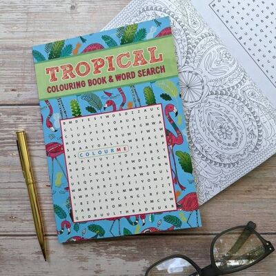 Grown Up Colouring & Word Search - Tropical Book