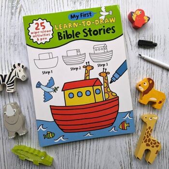 Apprenez à dessiner des histoires bibliques - Livre facile à nettoyer 1