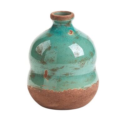 Fleury, Vase, H17,5cm, bauchig, doppelt, glasiert, jade grün