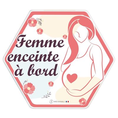Baby on Board Sticker Made in France - Pregnant woman on board