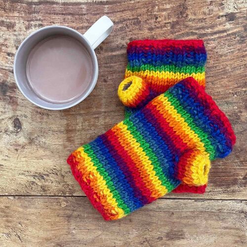 Woollen Rainbow Handwarmer Gloves