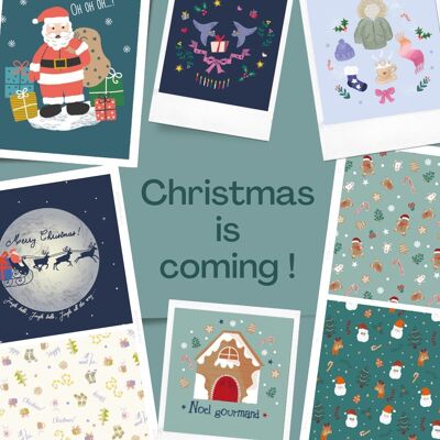 Set of 9 A6 Christmas cards, 5% off