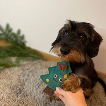 Jouet sapin de Noël en cuir pour chiens et chats 2