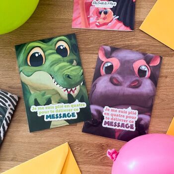 Kit 8 cartes d’invitation anniversaire enfant + enveloppes + faux-timbres - SAVANE 3