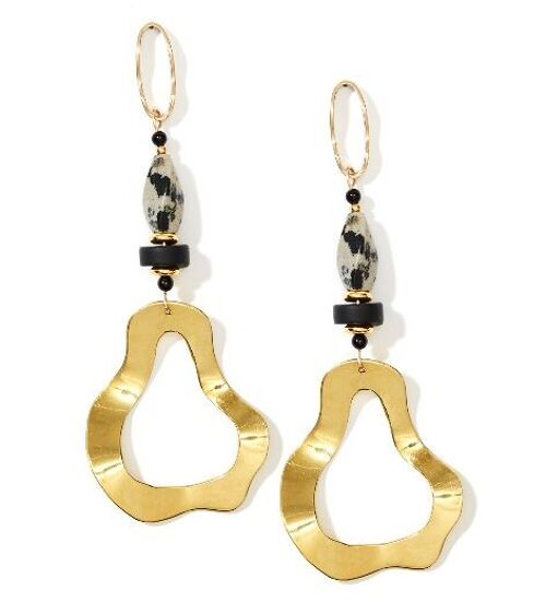 Boucles d'oreilles pendantes en agate dalmatienne