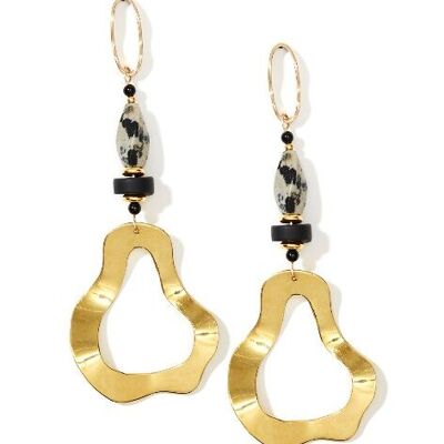 Boucles d'oreilles pendantes en agate dalmatienne