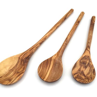 Cucchiaio in legno con manico tondo in legno d'ulivo