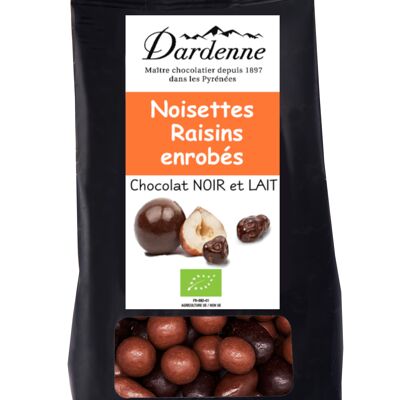 Milk chocolate HAZELNUTS and dark chocolate RAISINS 130g