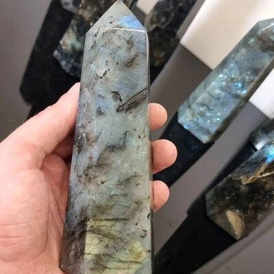 Grand Prisme en Cristal de Labradorite - 15cm + Prisme de Laboratoire 600g +/-